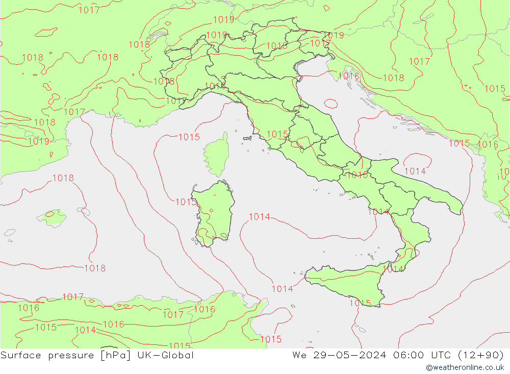 Surface pressure UK-Global We 29.05.2024 06 UTC