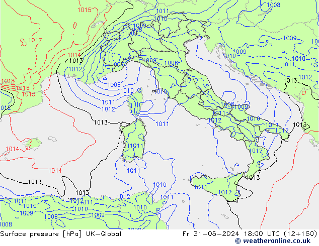 Presión superficial UK-Global vie 31.05.2024 18 UTC