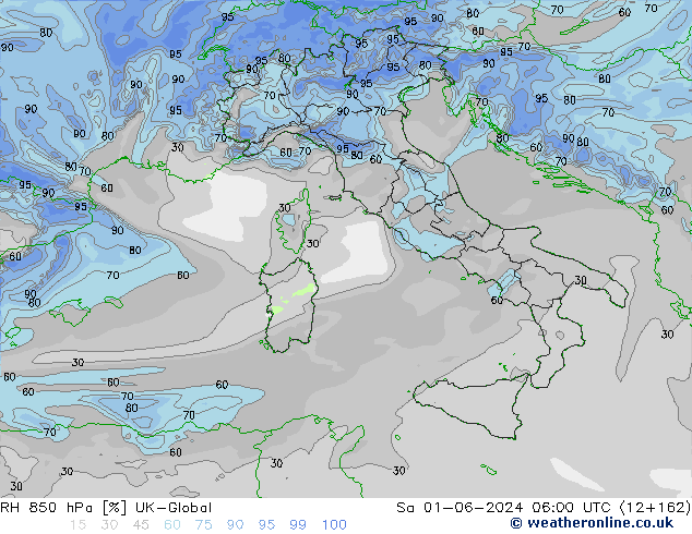 RH 850 hPa UK-Global Sa 01.06.2024 06 UTC