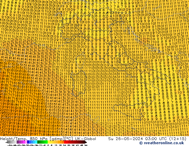 Height/Temp. 850 hPa UK-Global Ne 26.05.2024 03 UTC