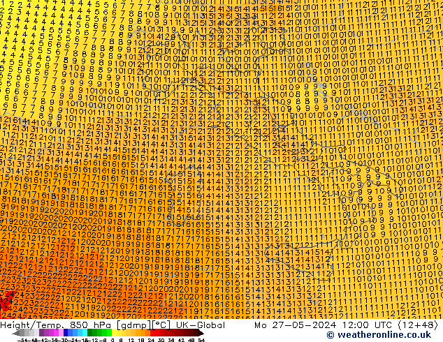 Yükseklik/Sıc. 850 hPa UK-Global Pzt 27.05.2024 12 UTC