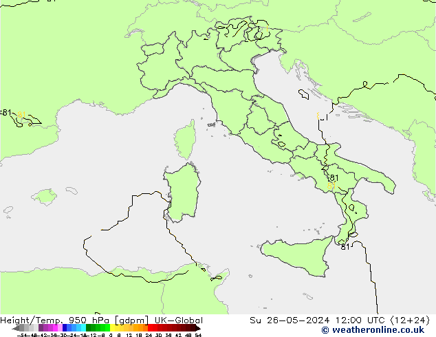 Height/Temp. 950 гПа UK-Global Вс 26.05.2024 12 UTC