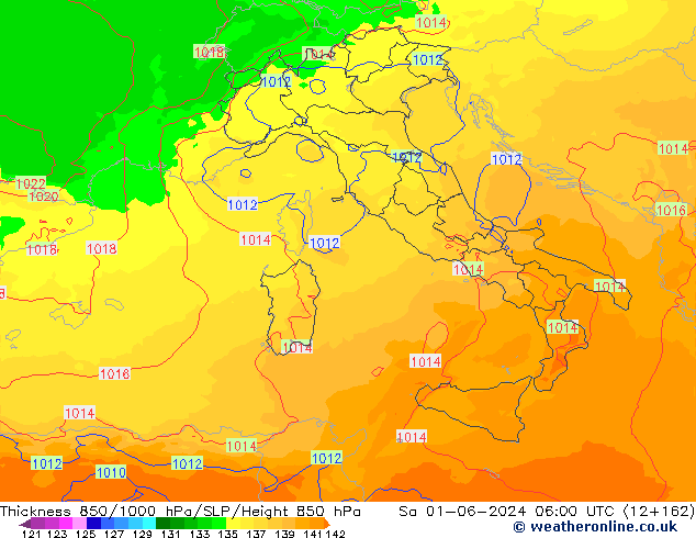 Thck 850-1000 hPa UK-Global Sa 01.06.2024 06 UTC