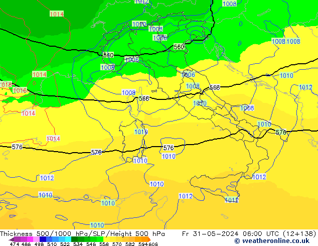 Thck 500-1000hPa UK-Global Pá 31.05.2024 06 UTC
