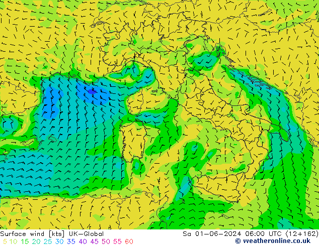 Surface wind UK-Global Sa 01.06.2024 06 UTC