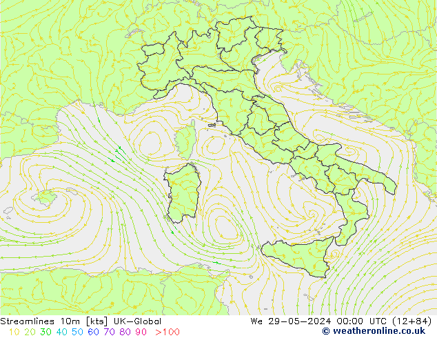 Linea di flusso 10m UK-Global mer 29.05.2024 00 UTC