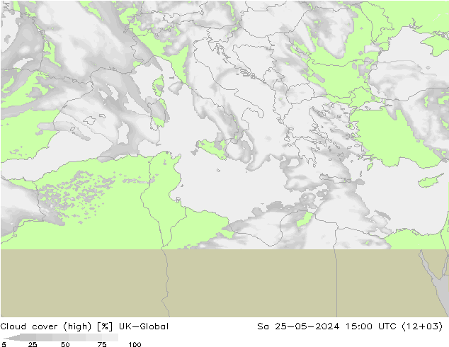 Cloud cover (high) UK-Global Sa 25.05.2024 15 UTC