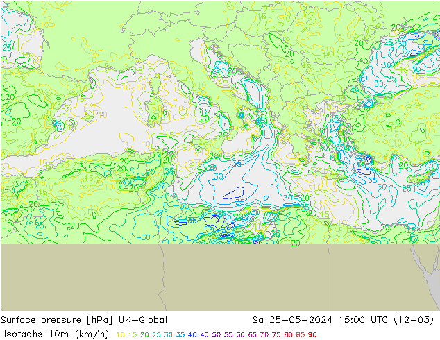 Isotaca (kph) UK-Global sáb 25.05.2024 15 UTC