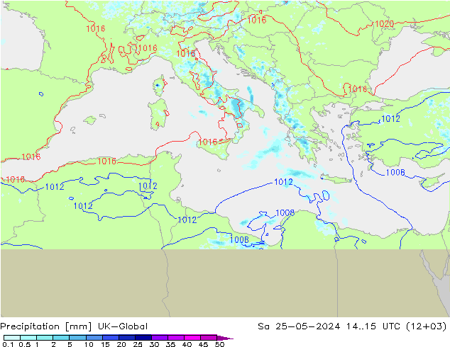 Precipitazione UK-Global sab 25.05.2024 15 UTC