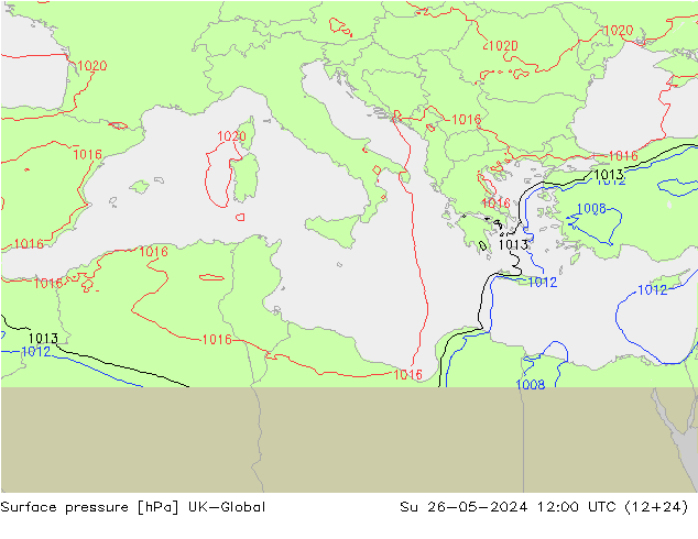 pression de l'air UK-Global dim 26.05.2024 12 UTC