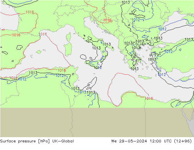 Surface pressure UK-Global We 29.05.2024 12 UTC