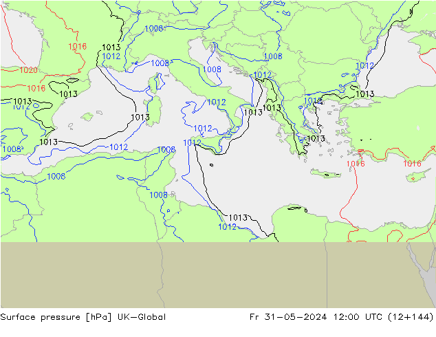 Atmosférický tlak UK-Global Pá 31.05.2024 12 UTC