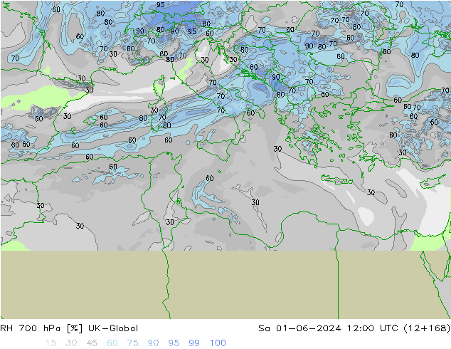 RH 700 hPa UK-Global Sa 01.06.2024 12 UTC