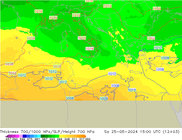 Thck 700-1000 hPa UK-Global Sáb 25.05.2024 15 UTC