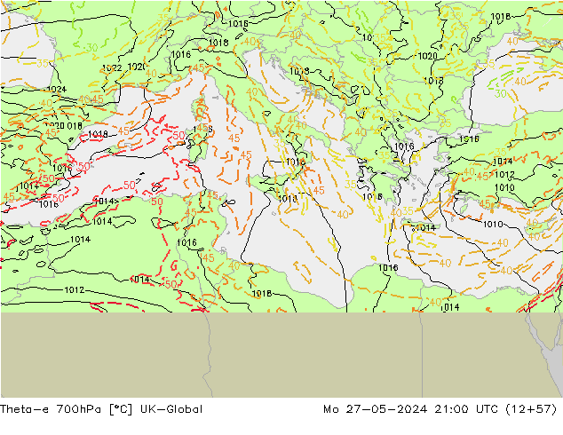 Theta-e 700hPa UK-Global  27.05.2024 21 UTC