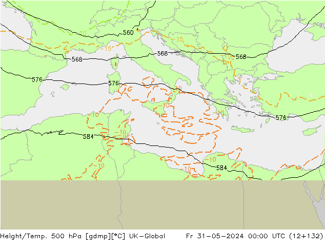 Height/Temp. 500 hPa UK-Global  31.05.2024 00 UTC