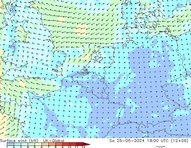 Rüzgar 10 m (bft) UK-Global Cts 25.05.2024 18 UTC