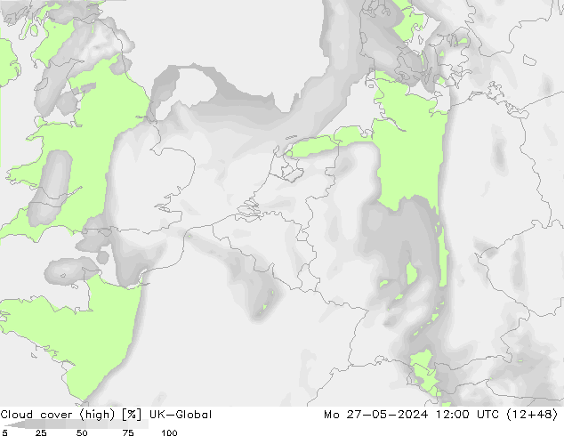 Bewolking (Hoog) UK-Global ma 27.05.2024 12 UTC