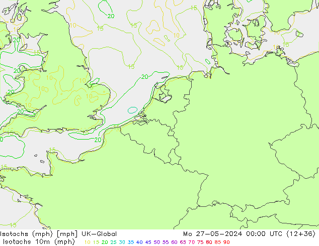 Isotachs (mph) UK-Global пн 27.05.2024 00 UTC