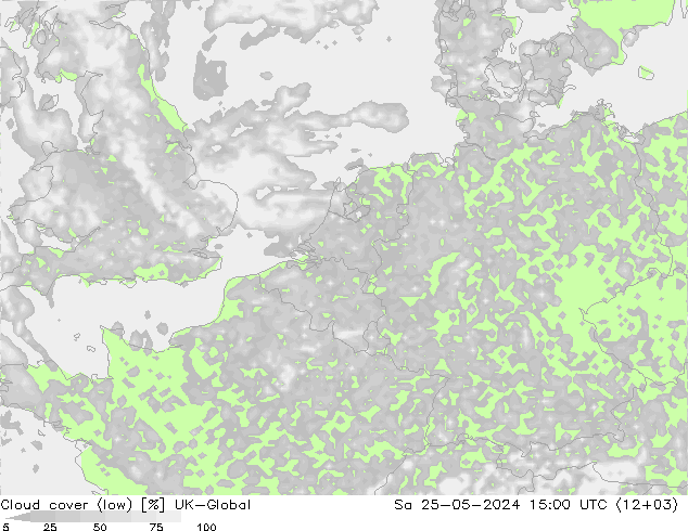 Bewolking (Laag) UK-Global za 25.05.2024 15 UTC