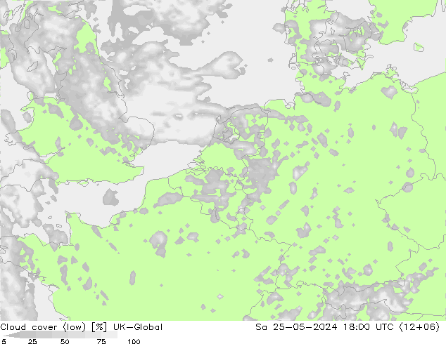 Cloud cover (low) UK-Global Sa 25.05.2024 18 UTC