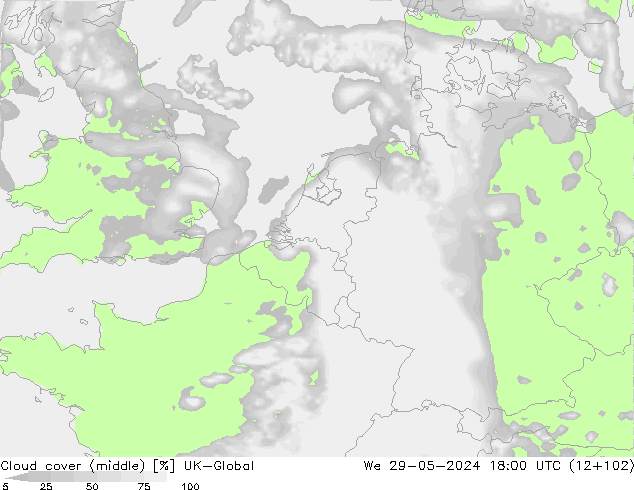 Bewolking (Middelb.) UK-Global wo 29.05.2024 18 UTC