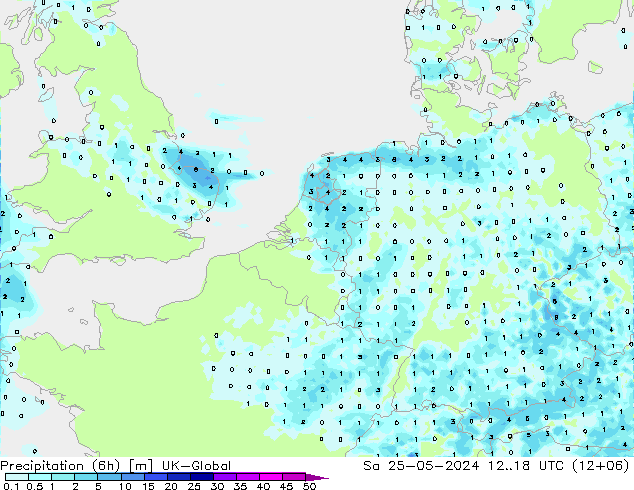 Precipitation (6h) UK-Global Sa 25.05.2024 18 UTC