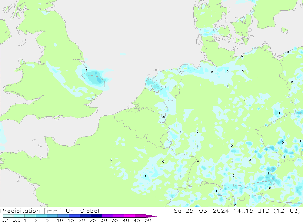 Neerslag UK-Global za 25.05.2024 15 UTC