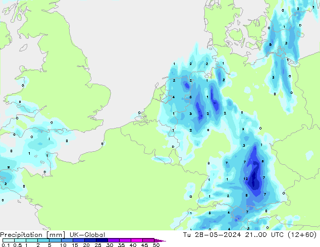 Precipitation UK-Global Tu 28.05.2024 00 UTC