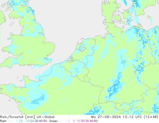 Regen/Schneefall UK-Global Mo 27.05.2024 12 UTC