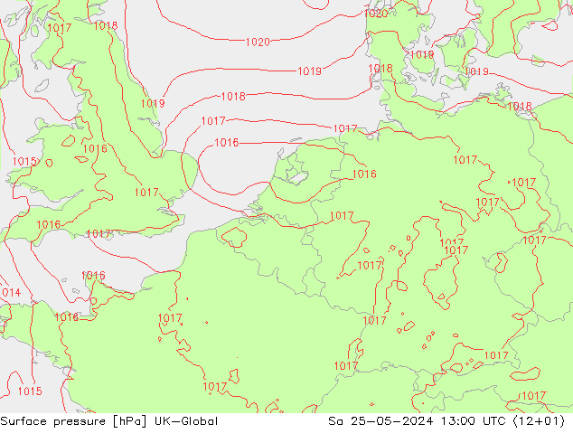 Luchtdruk (Grond) UK-Global za 25.05.2024 13 UTC