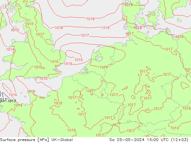 Surface pressure UK-Global Sa 25.05.2024 15 UTC