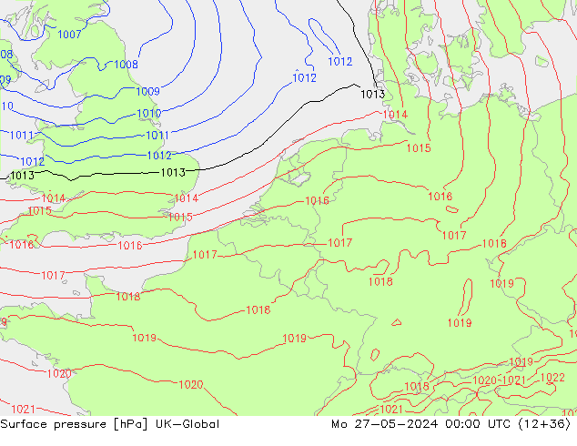 pression de l'air UK-Global lun 27.05.2024 00 UTC