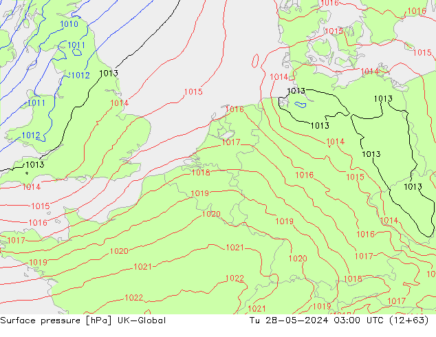 Surface pressure UK-Global Tu 28.05.2024 03 UTC