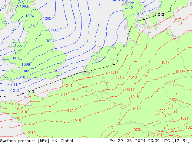 Luchtdruk (Grond) UK-Global wo 29.05.2024 00 UTC