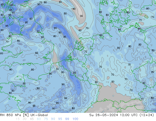 RH 850 hPa UK-Global Ne 26.05.2024 12 UTC