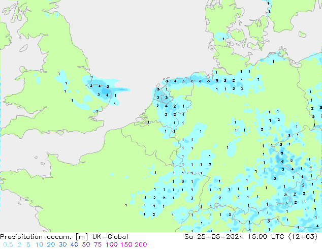 Precipitation accum. UK-Global sab 25.05.2024 15 UTC