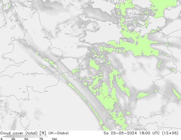 Nuages (total) UK-Global sam 25.05.2024 18 UTC