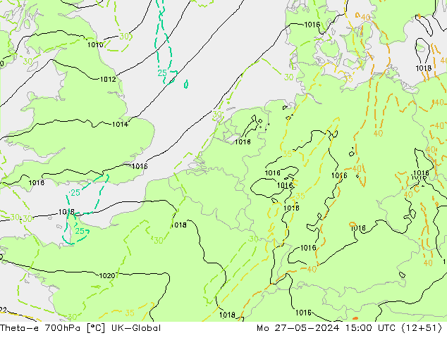 Theta-e 700hPa UK-Global ma 27.05.2024 15 UTC