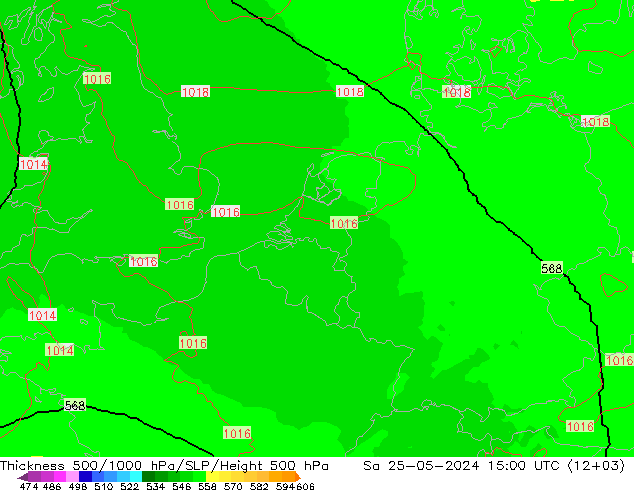 Schichtdicke 500-1000 hPa UK-Global Sa 25.05.2024 15 UTC