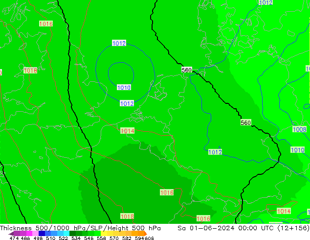 Thck 500-1000hPa UK-Global So 01.06.2024 00 UTC