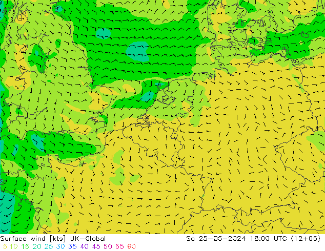 Surface wind UK-Global So 25.05.2024 18 UTC