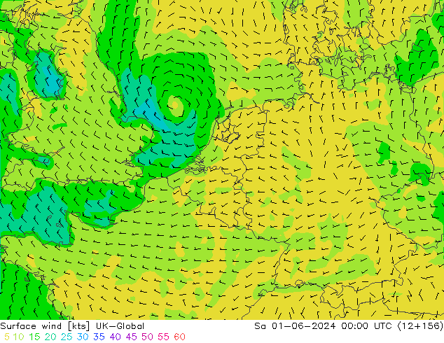 Surface wind UK-Global So 01.06.2024 00 UTC