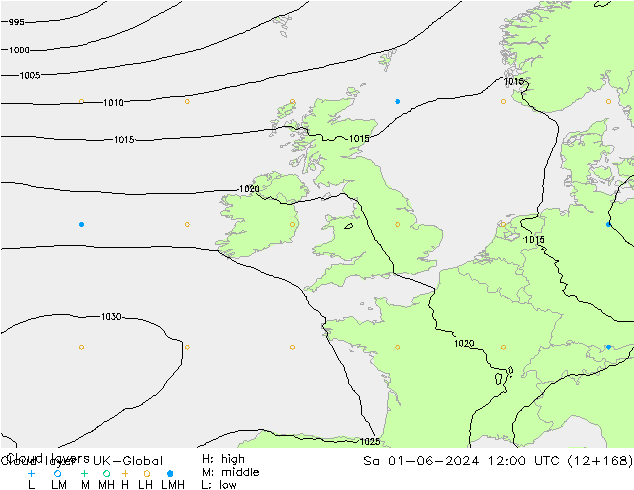 Cloud layer UK-Global сб 01.06.2024 12 UTC