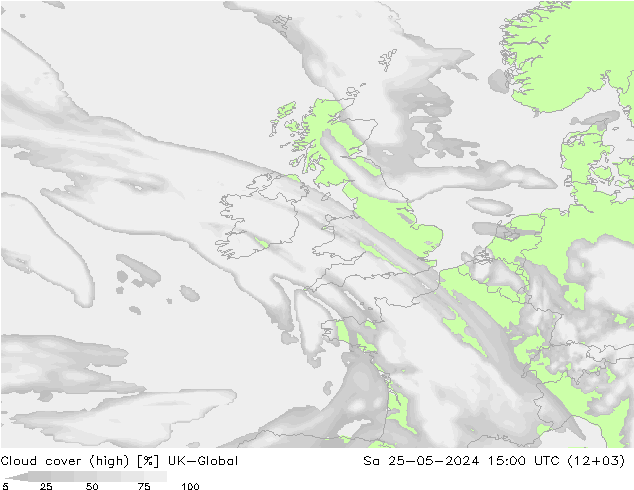 Bewolking (Hoog) UK-Global za 25.05.2024 15 UTC