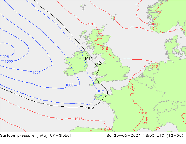 Surface pressure UK-Global Sa 25.05.2024 18 UTC