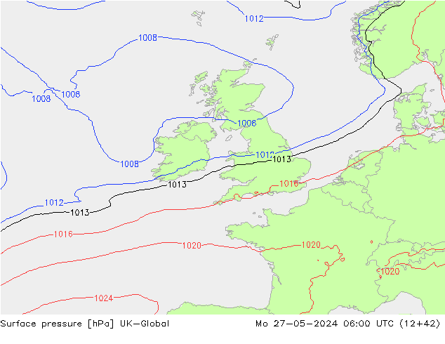 pressão do solo UK-Global Seg 27.05.2024 06 UTC