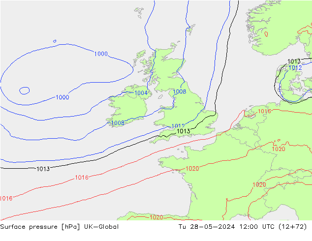 pression de l'air UK-Global mar 28.05.2024 12 UTC