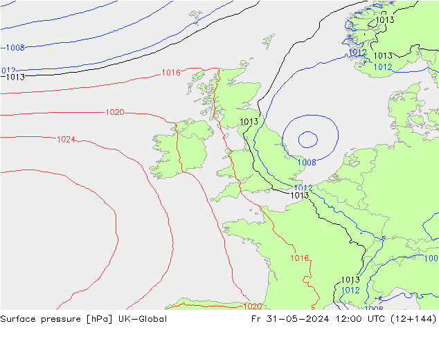 Luchtdruk (Grond) UK-Global vr 31.05.2024 12 UTC