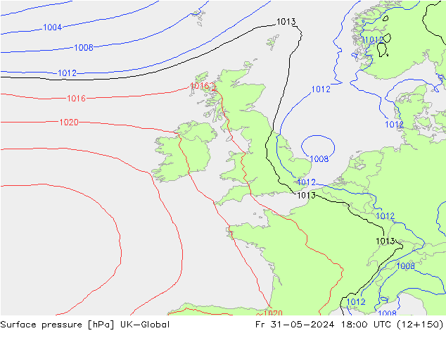 приземное давление UK-Global пт 31.05.2024 18 UTC
